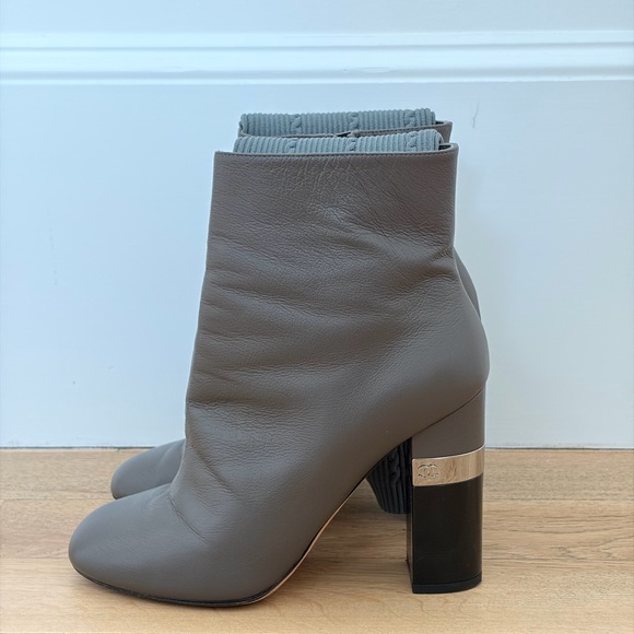 Chanel 2016 Gray Leather Sock Boot - Picture 3 of 5